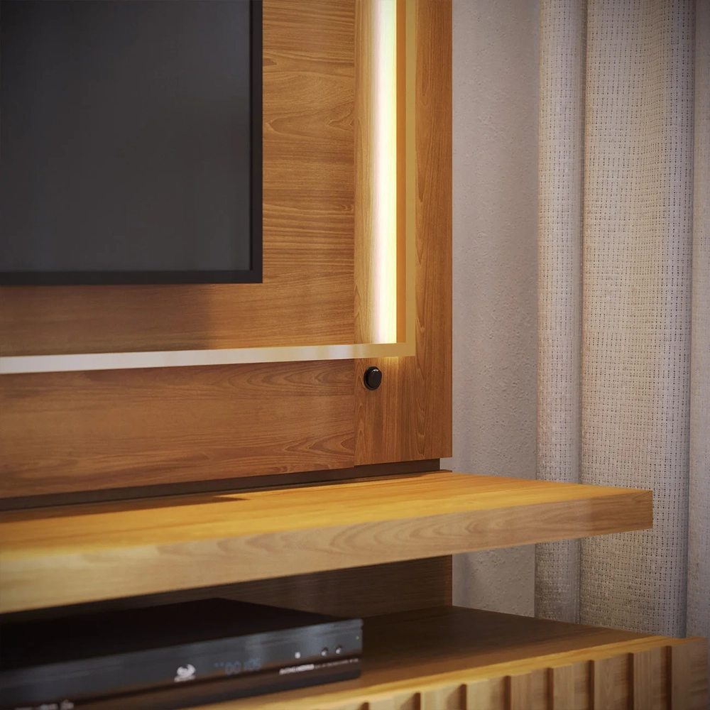 Estante Painel Para TV 75 Pol 216cm Mical Z10 Cumaru - Mpozenato