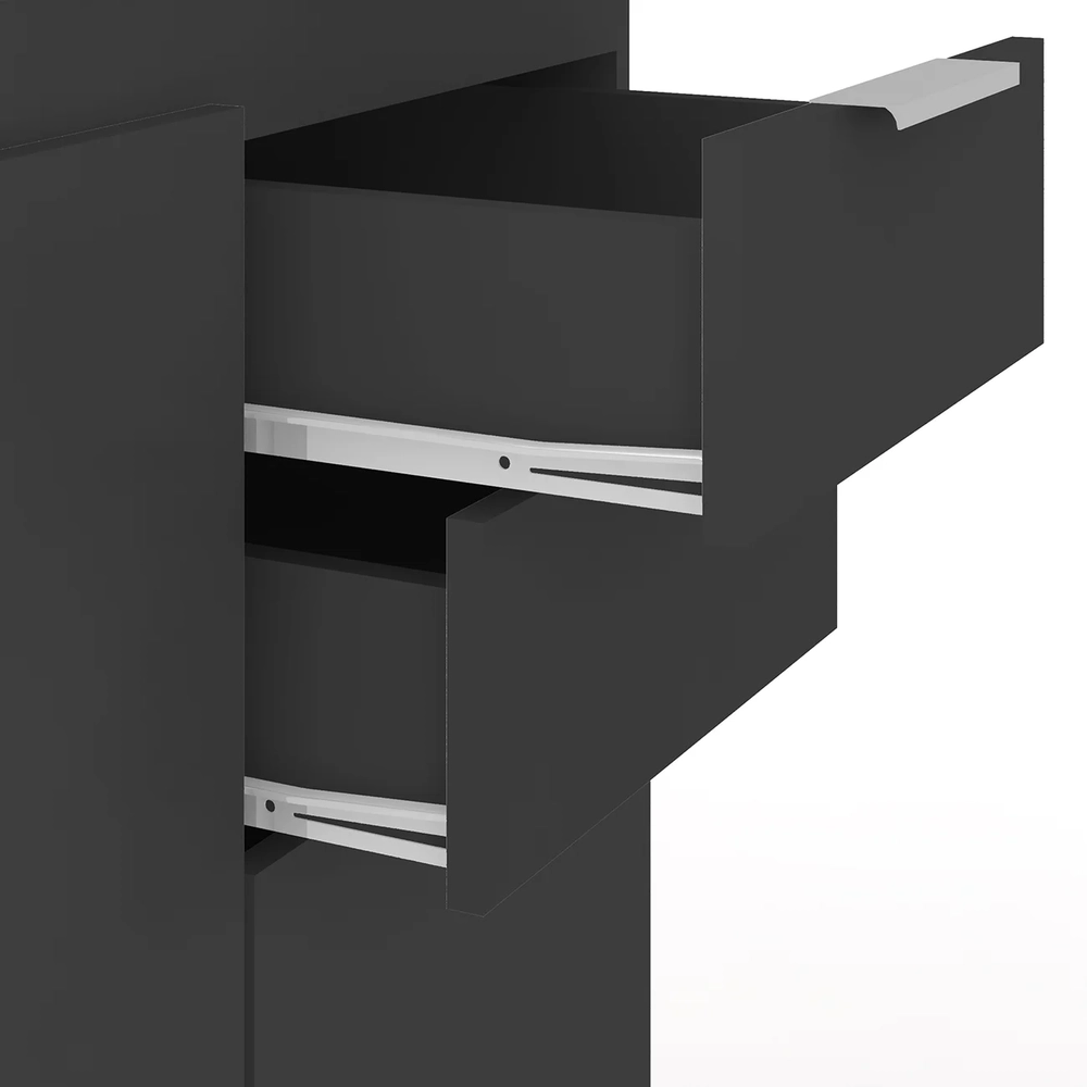 Armário de Cozinha Com Tampo CP01 180cm Pérola Preto Z34      - Mpozenato