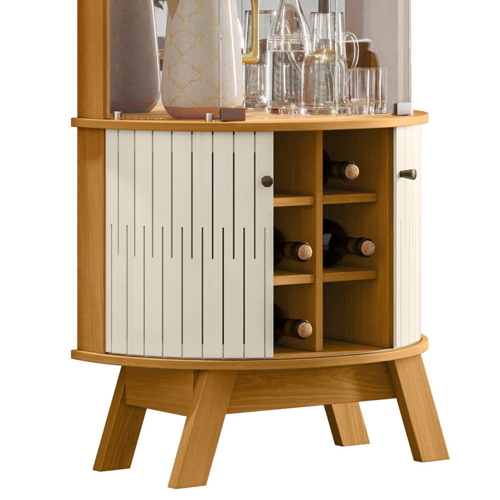 Cristaleira de Vidro Melina e Buffet Monica Z10 Off/Cinamomo - Mpozenato