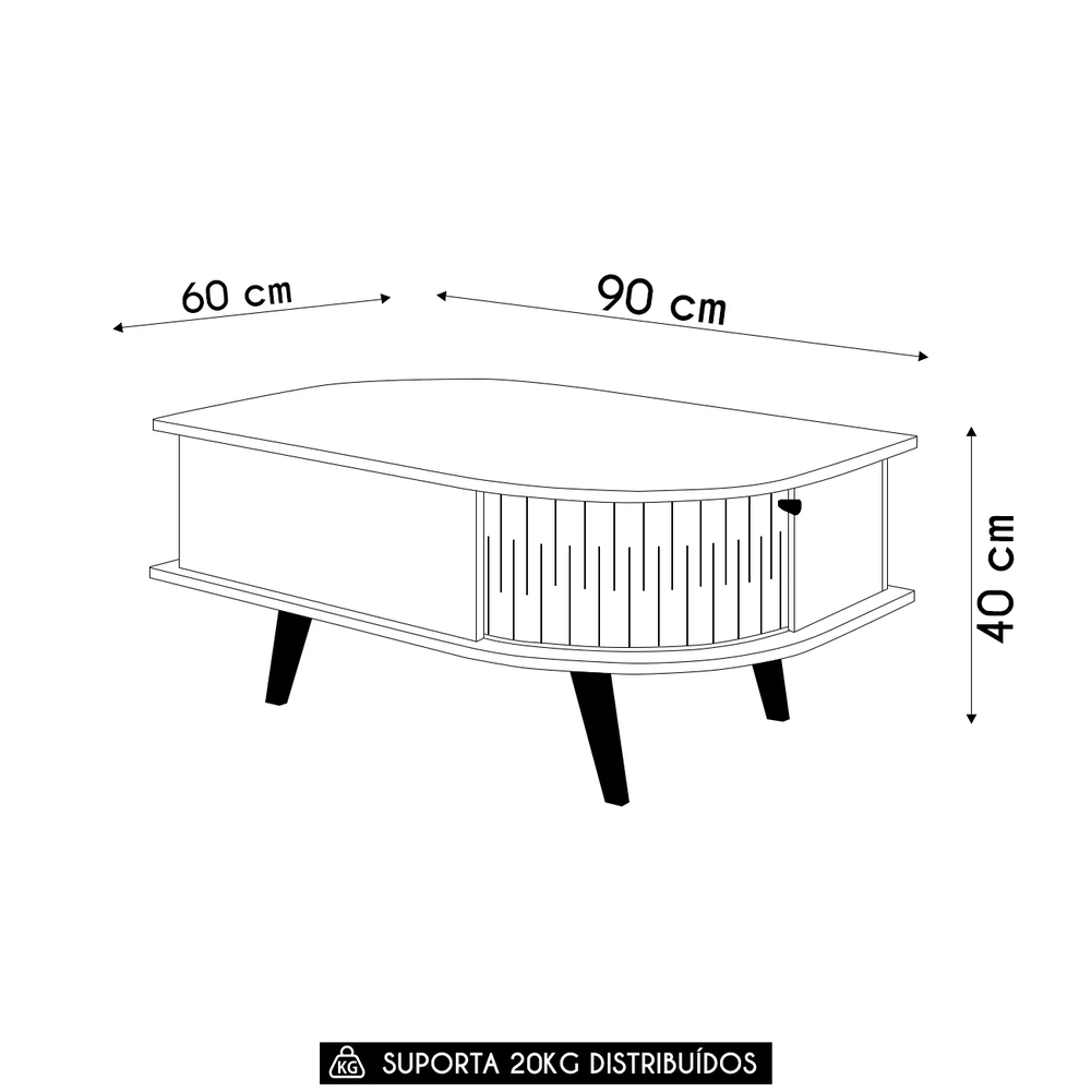 Mesa de Centro para Sala 90cm Indy Z10 Cumaru/Opala - Mpozenato