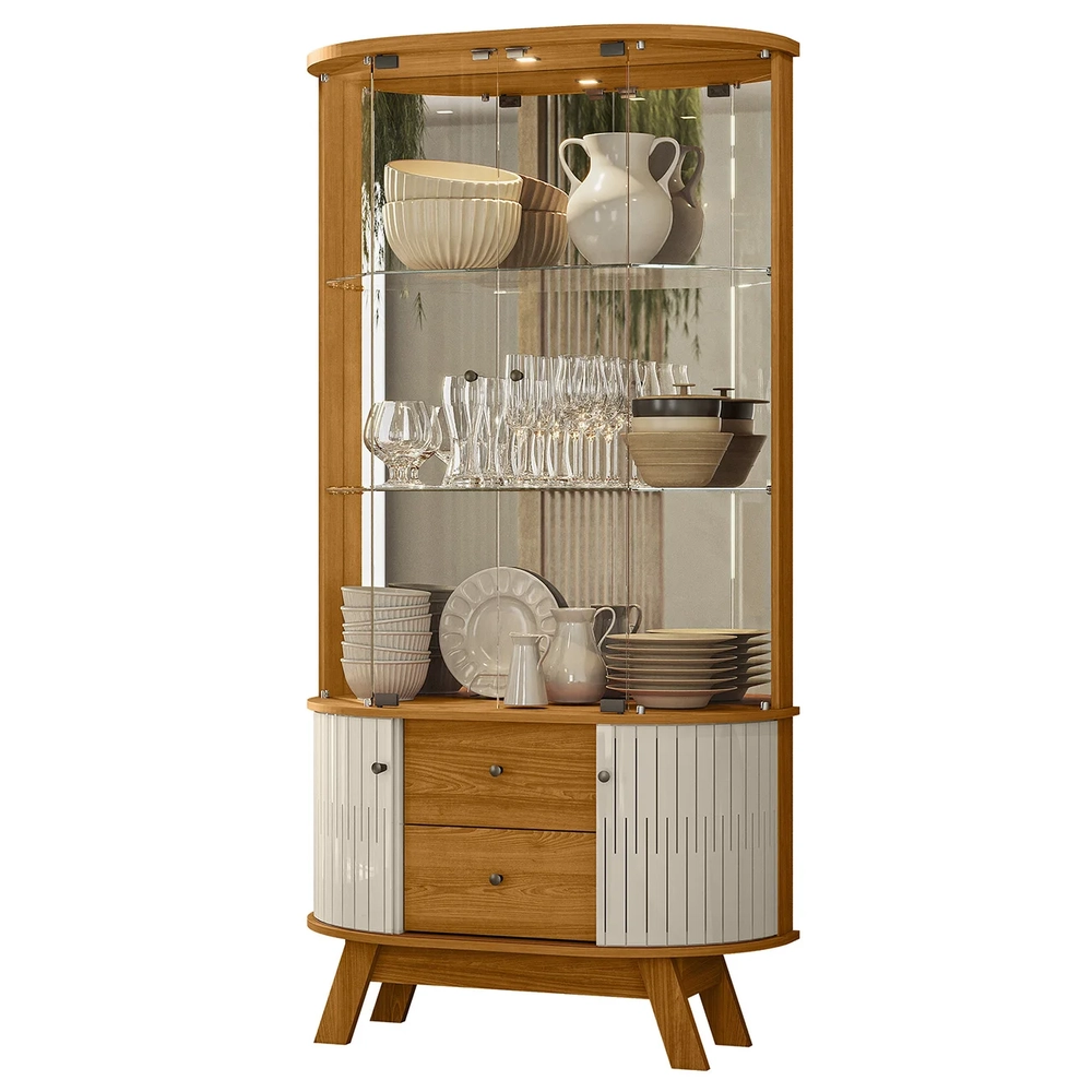 Cristaleira de Vidro Eva e Buffet Monica Z10 Off/Cinamomo - Mpozenato