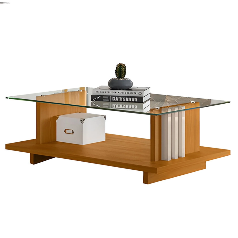 Mesa de Centro e Aparador Ripado Fire Z10 Off White/Cinamomo - Mpozenato