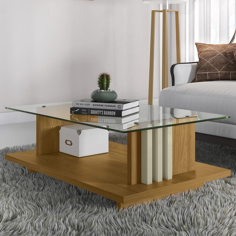 Mesa de Centro e Aparador Ripado Fire Z10 Cumaru/Opala - Mpozenato