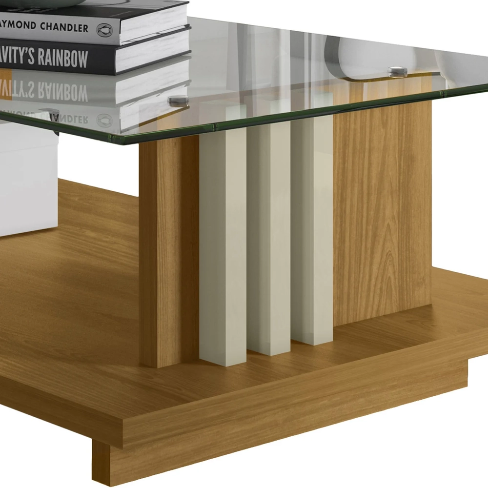 Mesa de Centro e Aparador Ripado Fire Z10 Cumaru/Opala - Mpozenato