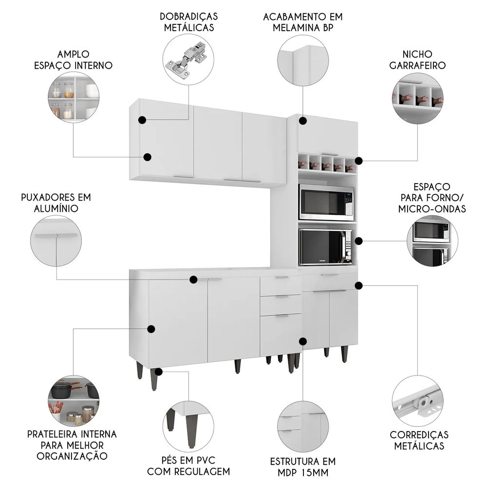 Armário de Cozinha CP02 Para Pia 120cm Pérola Z34 Branco    - Mpozenato