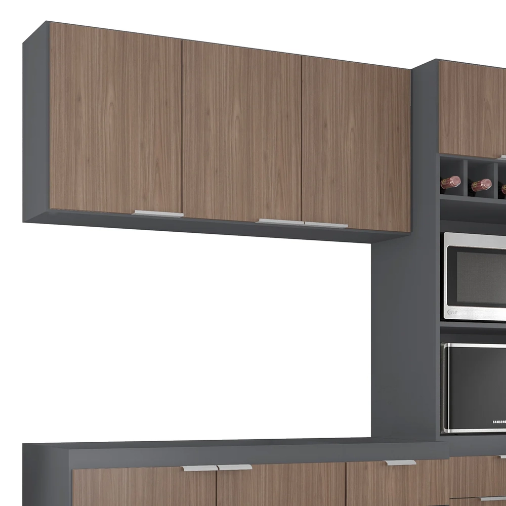 Armário de Cozinha CP02 Para Pia 120cm Pérola Z34 Grafite/Freijó - Mpozenato