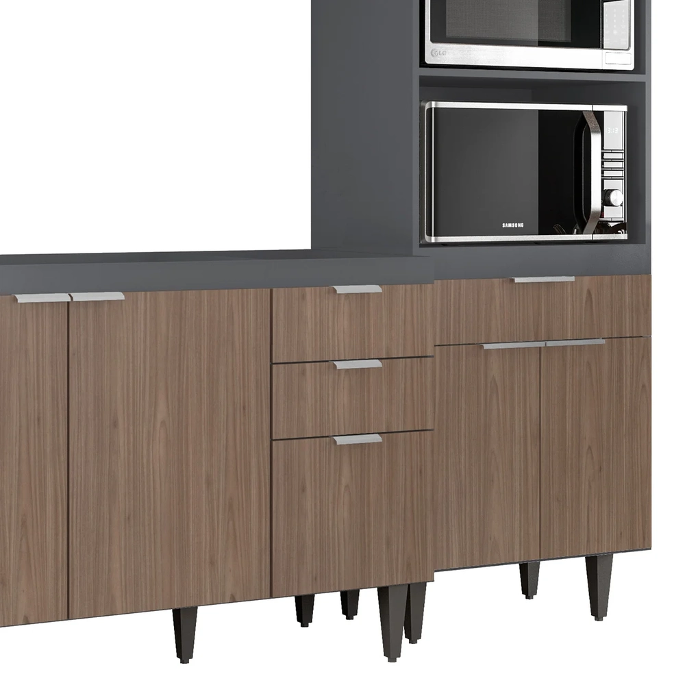 Armário de Cozinha CP02 Para Pia 120cm Pérola Z34 Grafite/Freijó - Mpozenato