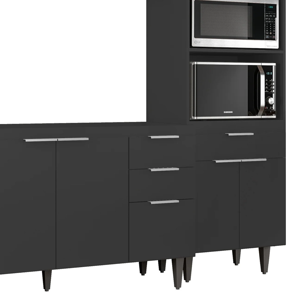 Armário de Cozinha CP02 Para Pia 150cm Pérola Z34 Preto     - Mpozenato