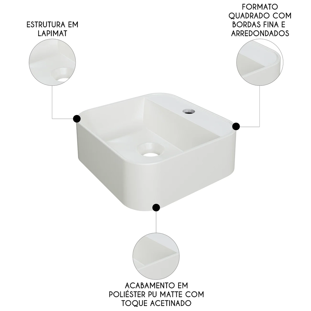 Cuba Pia Para Banheiro Quadrada 32cm Ágata C08 Bege - Mpozenato