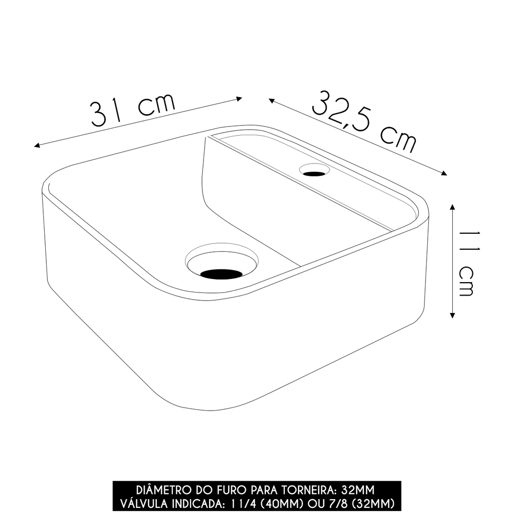 Cuba Pia Para Banheiro Quadrada 32cm Ágata C08 Cinza - Mpozenato