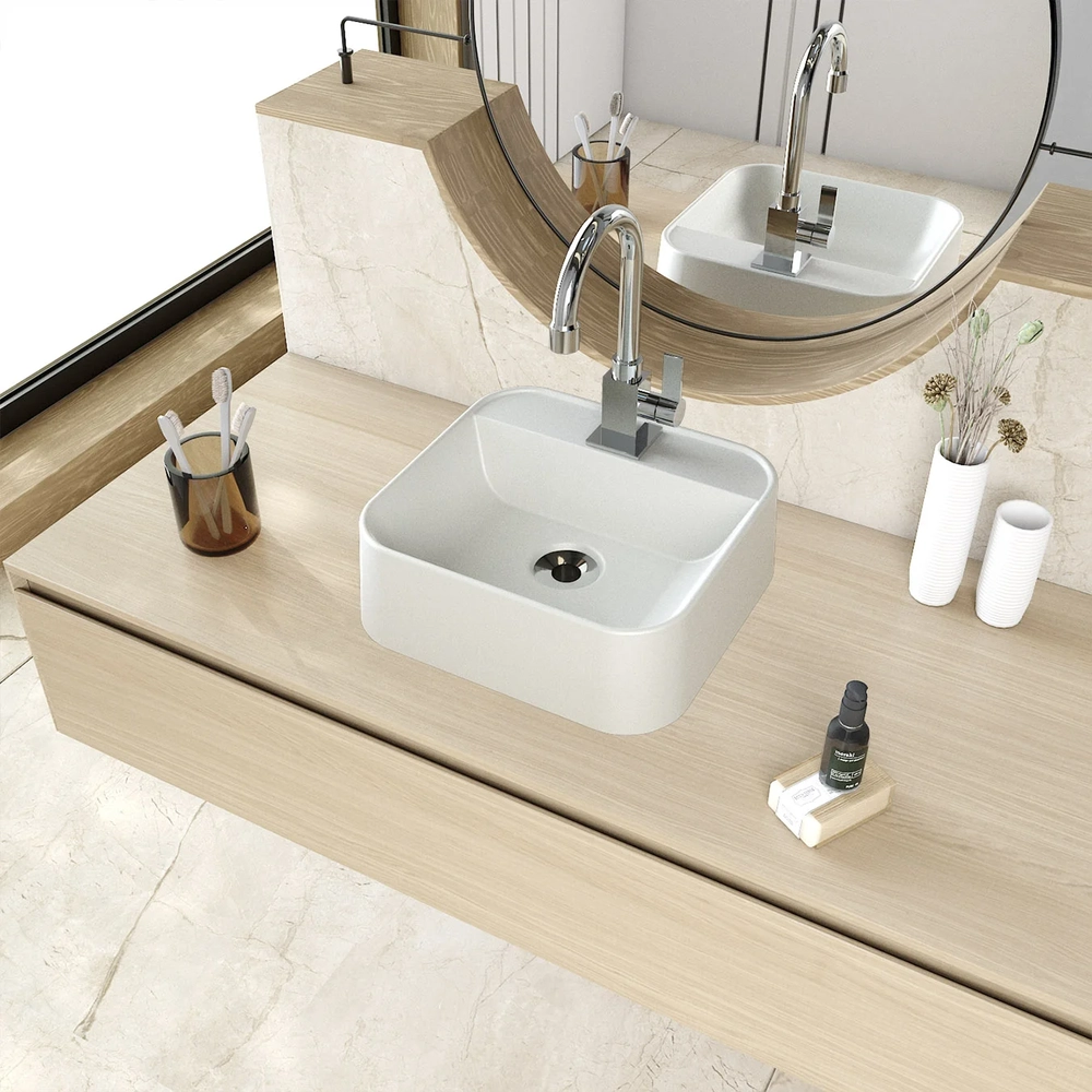 Cuba Pia Para Banheiro Quadrada 32cm Ágata C08 Cinza - Mpozenato