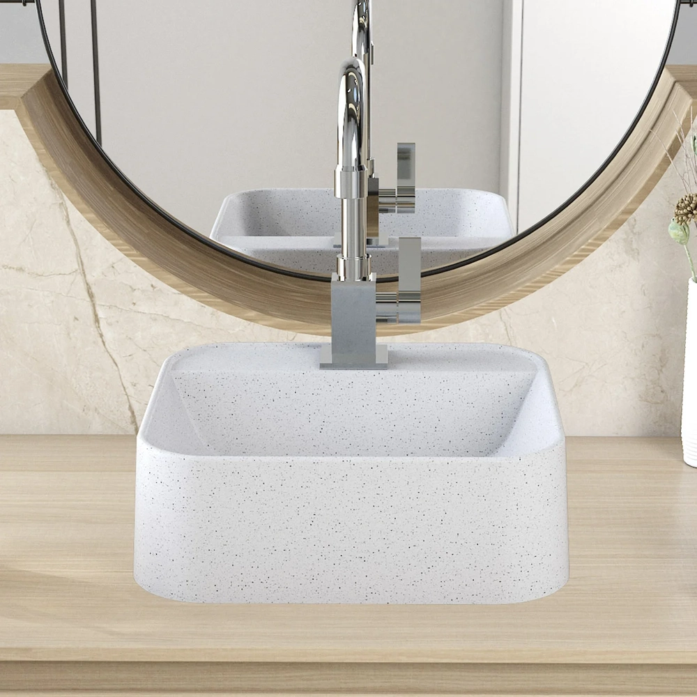 Cuba Pia Para Banheiro Quadrada 32cm Ágata C08 Branco Granit - Mpozenato