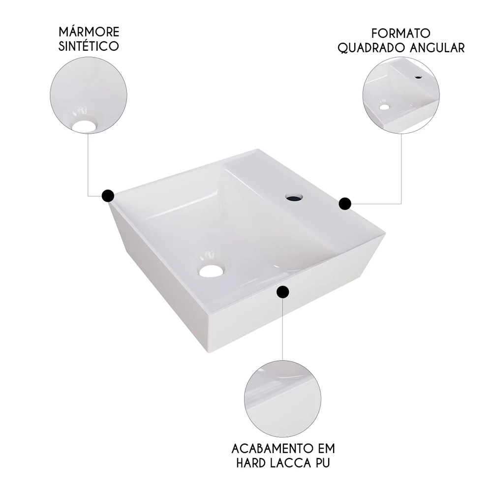 Cuba Pia de Apoio Para Banheiro Quadrada 33cm Aya C08 Bege - Mpozenato