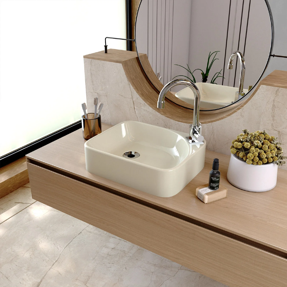 Cuba Pia Para Banheiro Retangular 36cm Jasmin C08 Bege - Mpozenato