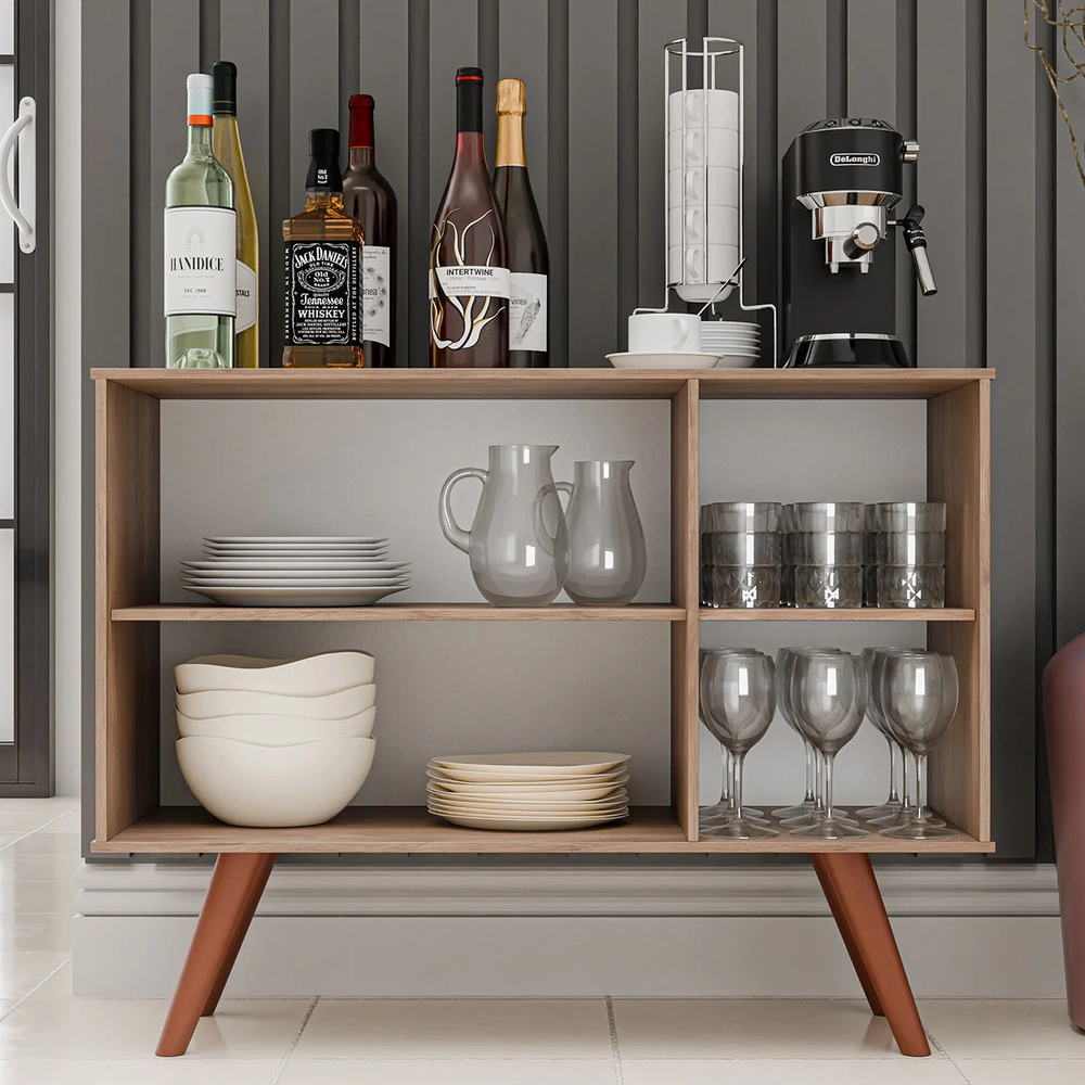 Balcão Buffet Cantinho do Café Bianca Branco/Freijó Z34     - Mpozenato