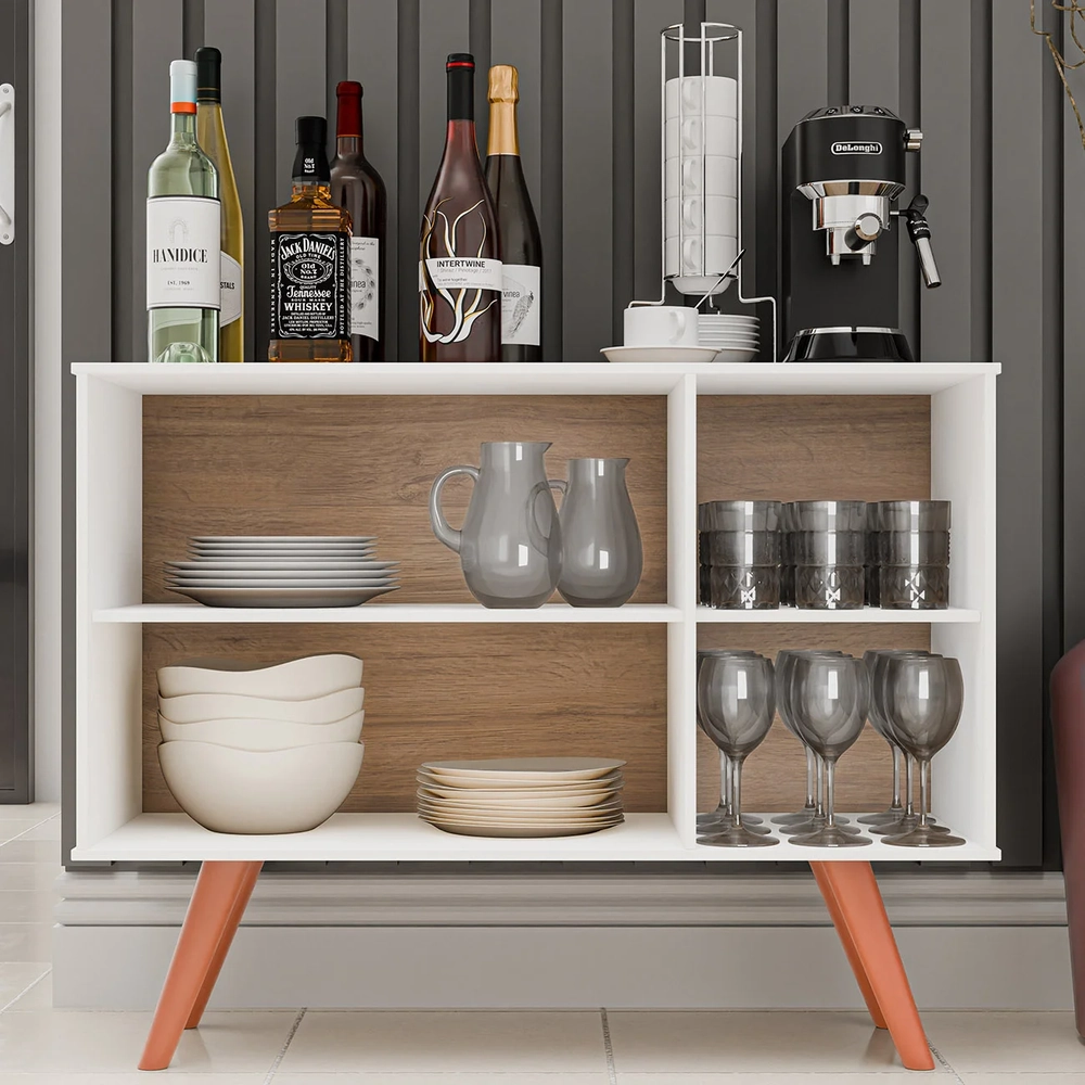 Balcão Buffet Cantinho do Café Bianca Freijó/Branco Z34     - Mpozenato