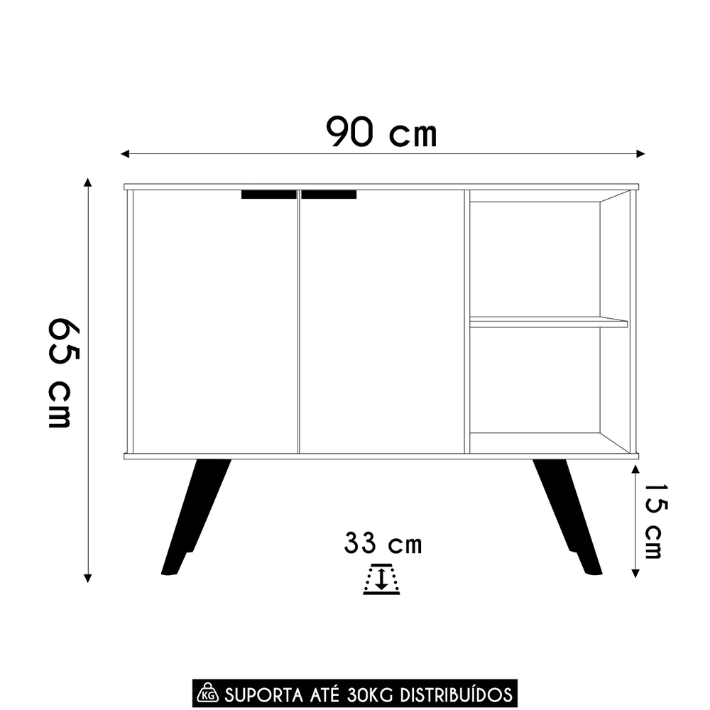 Balcão Buffet Cantinho do Café Bianca Freijó/Branco Z34     - Mpozenato