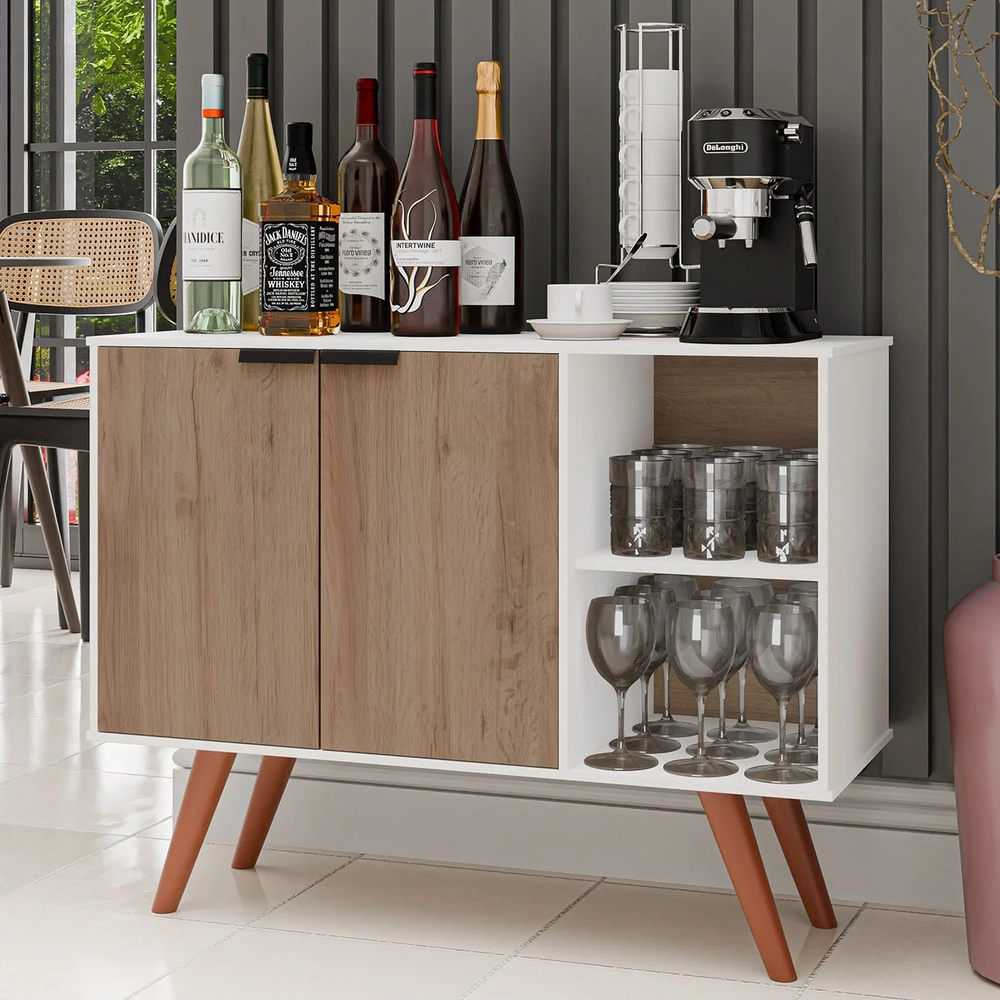 Balcão Buffet Cantinho do Café Bianca Freijó/Branco Z34     - Mpozenato