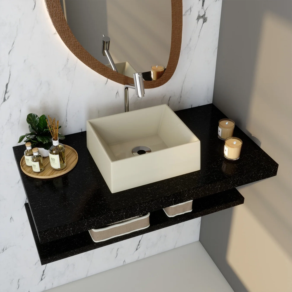 Cuba Pia de Apoio Para Banheiro Retangular 30cm Joy C08 Bege - Mpozenato