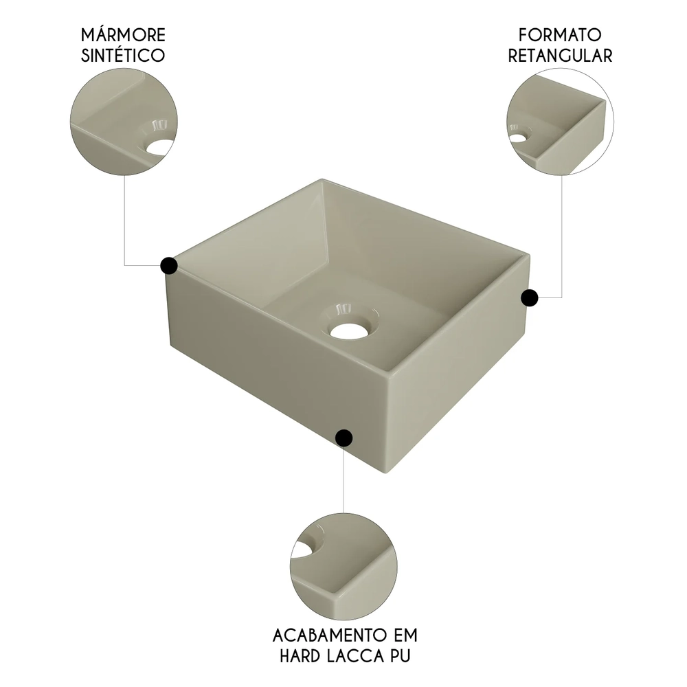 Cuba Pia de Apoio Para Banheiro Retangular 30cm Joy C08 Bege - Mpozenato