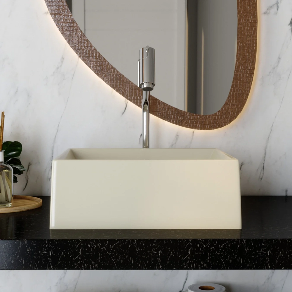 Cuba Pia de Apoio Para Banheiro Retangular 30cm Joy C08 Bege - Mpozenato