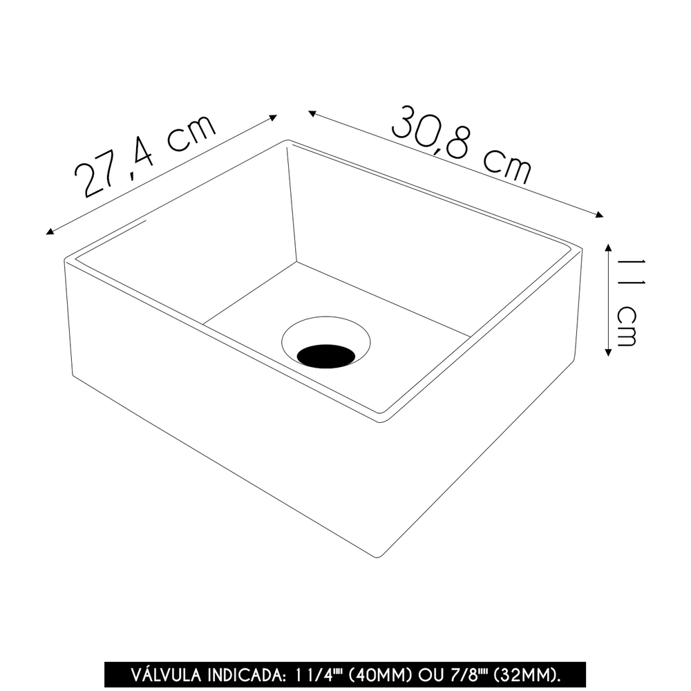 Cuba Pia de Apoio Para Banheiro Retangular 30cm Joy C08 Bege - Mpozenato