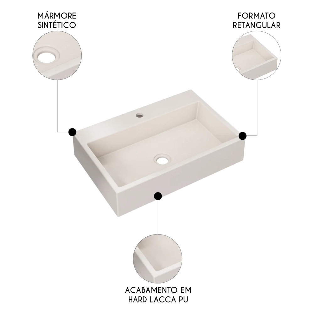 Cuba Pia de Apoio Para Banheiro Retangular 55cm Ivy C08 Bege - Mpozenato