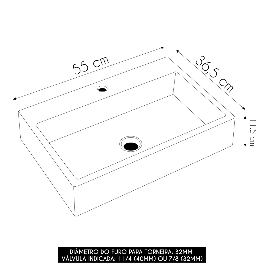 Cuba Pia de Apoio Para Banheiro Retangular 55cm Ivy C08 Bege - Mpozenato