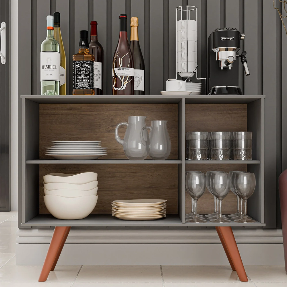 Balcão Buffet Cantinho do Café Bianca Freijó/Grafite Z34    - Mpozenato