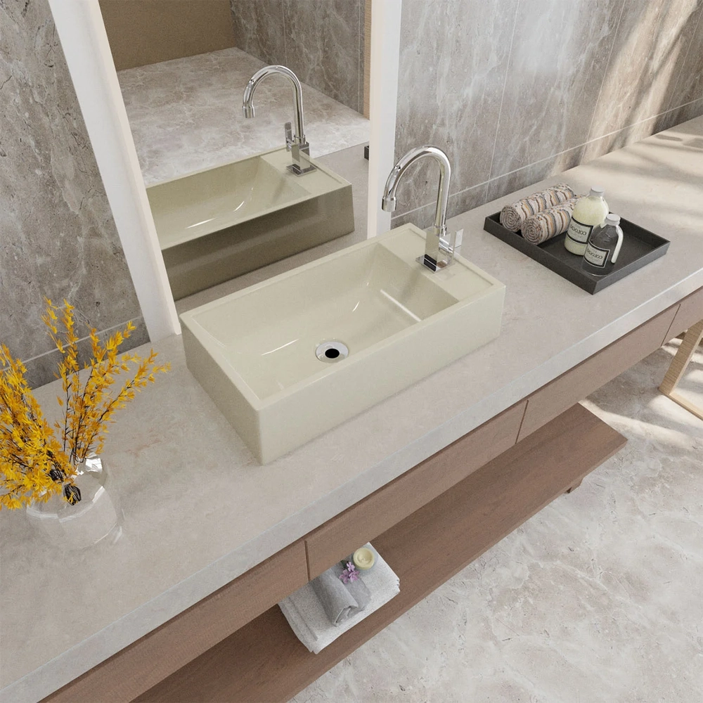 Cuba Pia de Apoio Para Banheiro Retangular 54cm Alva C08 Bege - Mpozenato