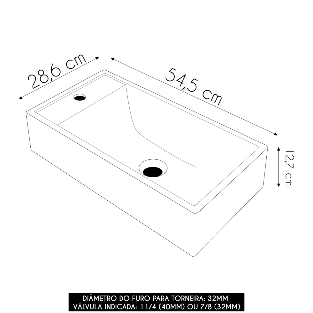 Cuba Pia de Apoio Para Banheiro Retangular 54cm Alva C08 Bege - Mpozenato