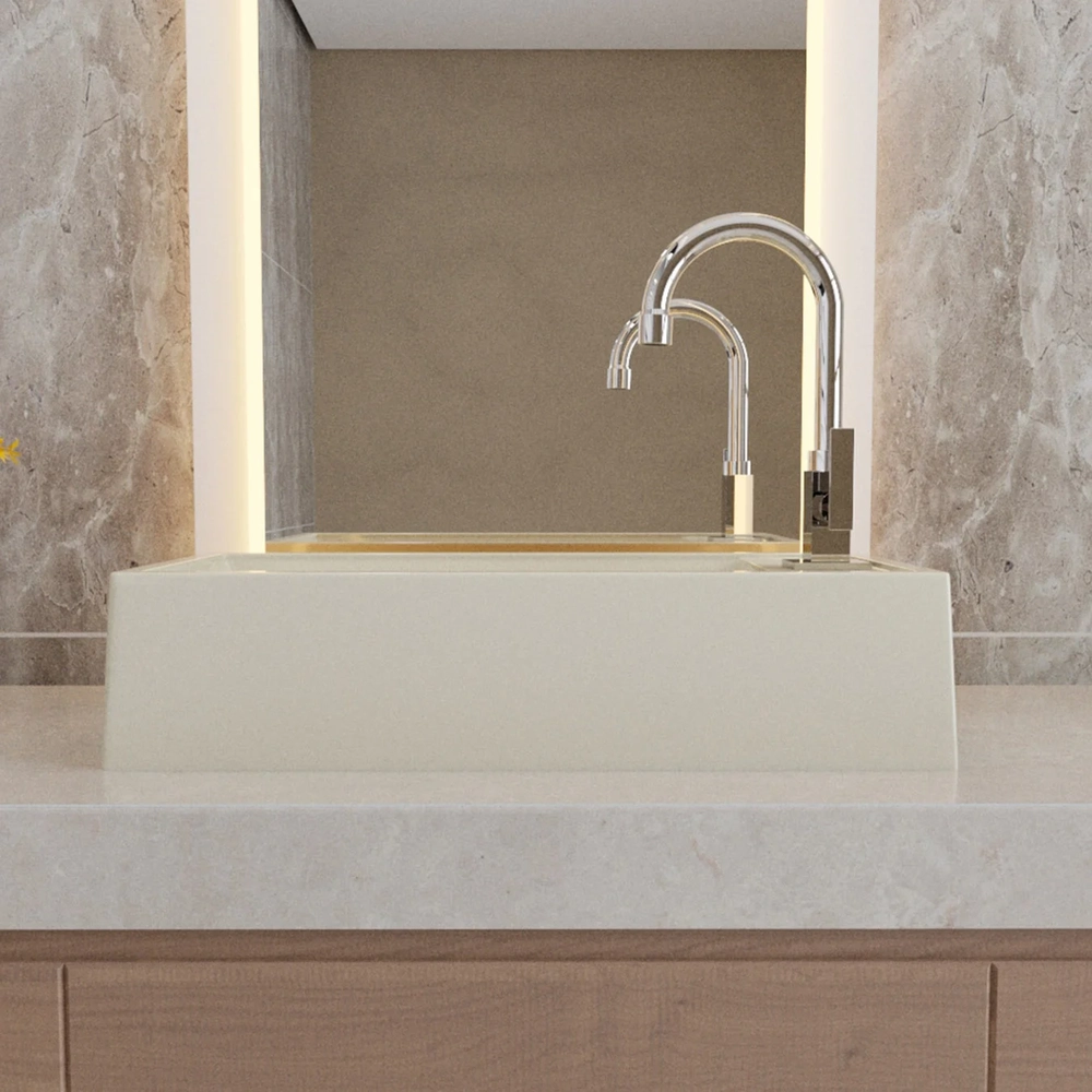 Cuba Pia de Apoio Para Banheiro Retangular 54cm Alva C08 Bege - Mpozenato