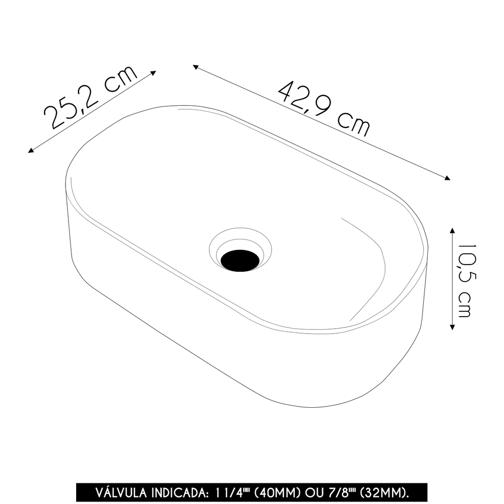 Cuba Pia de Apoio Para Banheiro Oval 43cm Hera C08 Bege - Mpozenato