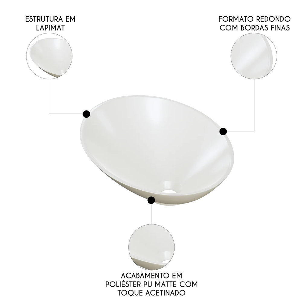 Cuba Pia Para Banheiro Meia Lua 39cm Thaís C08 Bege - Mpozenato