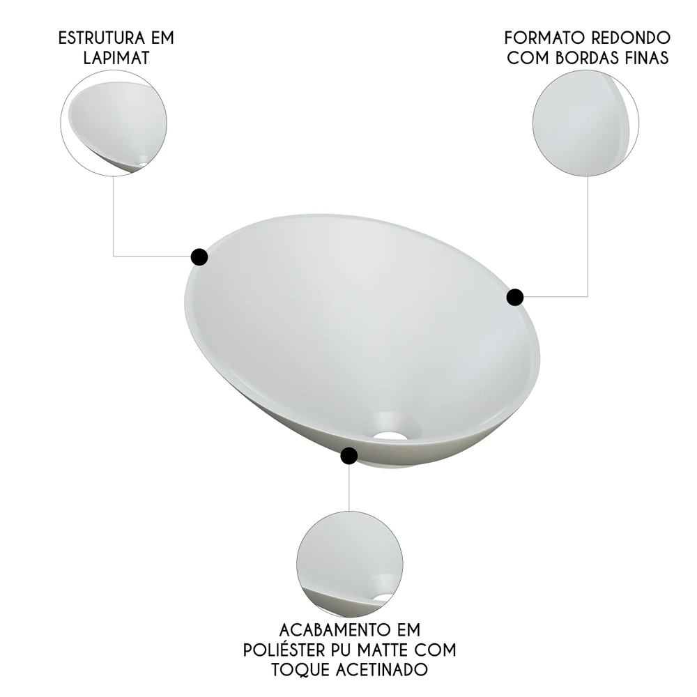 Cuba Pia Para Banheiro Meia Lua 39cm Thaís C08 Cinza - Mpozenato
