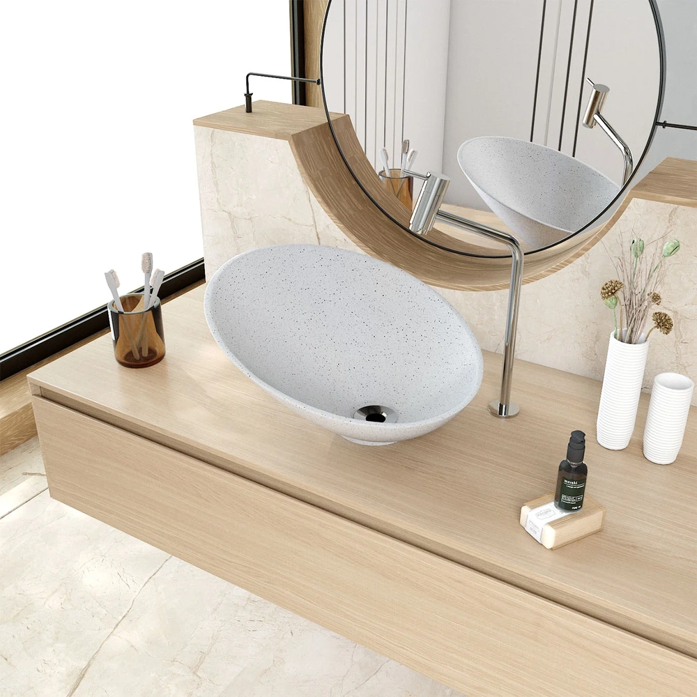 Cuba Pia Para Banheiro Meia Lua 39cm Thaís C08 Branco Granit - Mpozenato