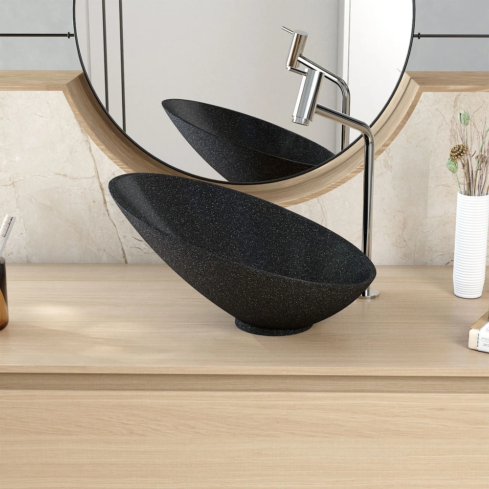 Cuba Pia Para Banheiro Meia Lua 39cm Thaís C08 Preto Granit - Mpozenato