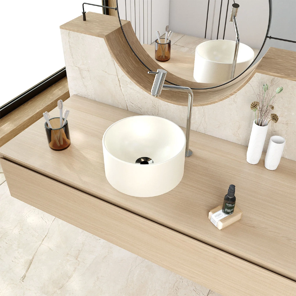 Cuba Pia Para Banheiro Redonda 30cm Celine C08 Bege - Mpozenato