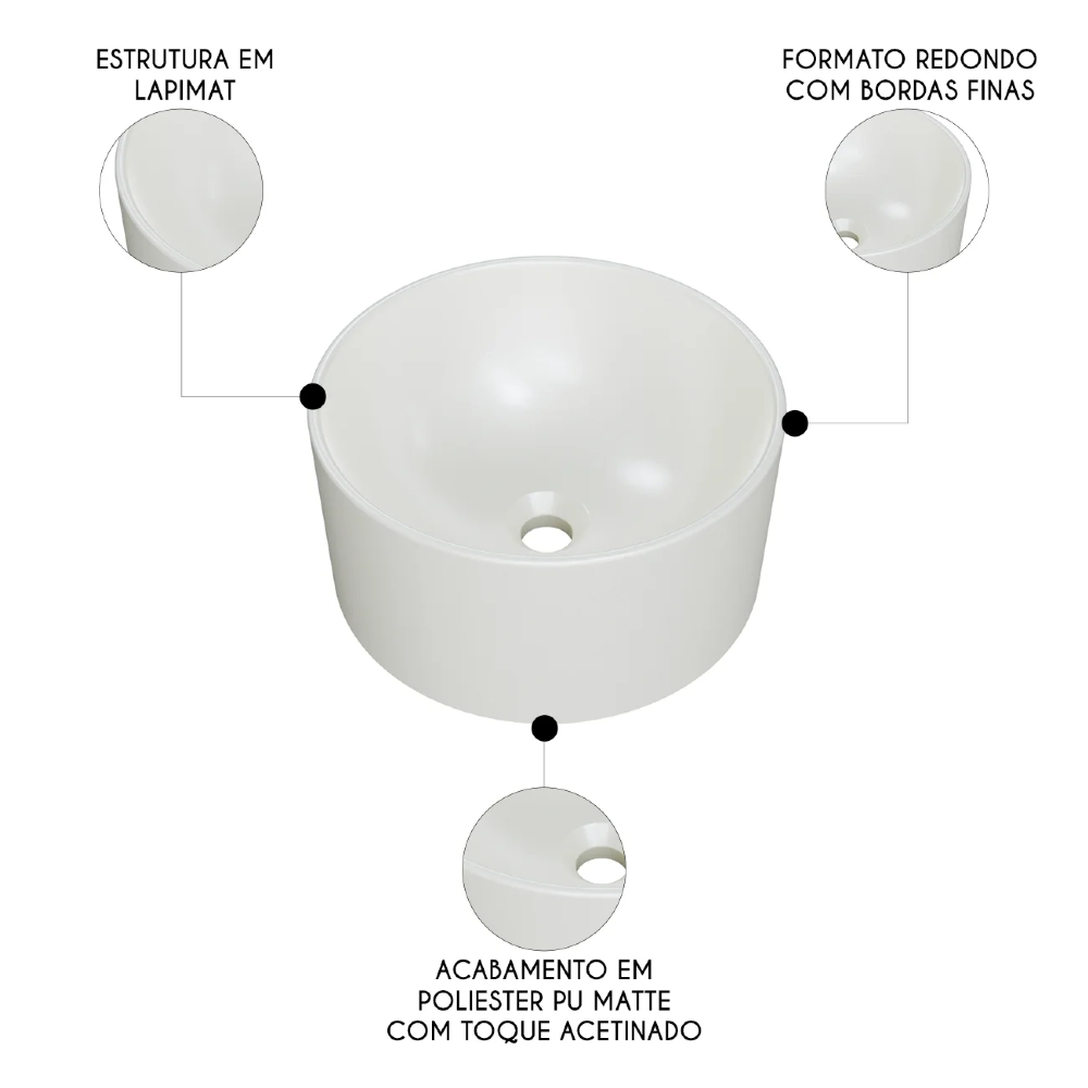 Cuba Pia Para Banheiro Redonda 30cm Celine C08 Bege - Mpozenato