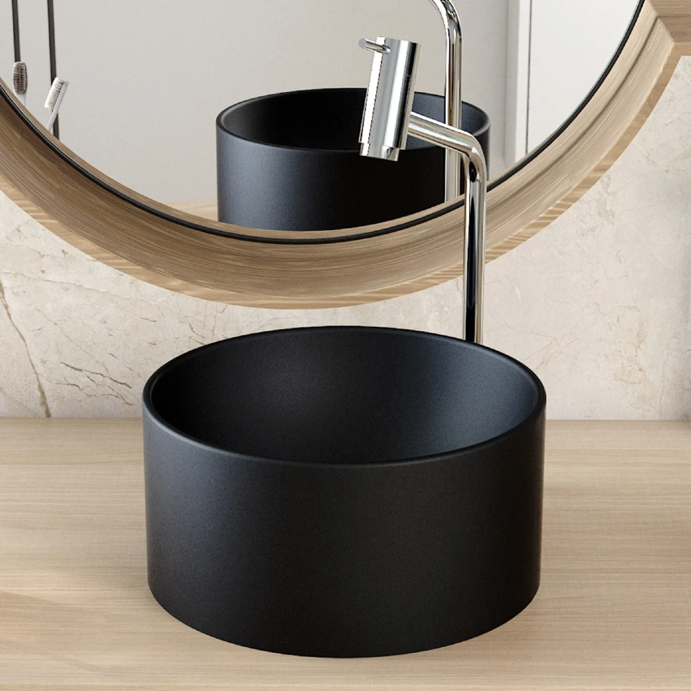 Cuba Pia Para Banheiro Redonda 30cm Celine C08 Preto - Mpozenato