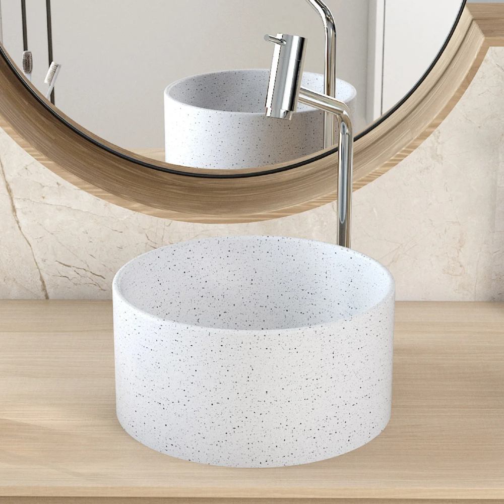 Cuba Pia Para Banheiro Redonda 30cm Celine C08 Branco Granit - Mpozenato