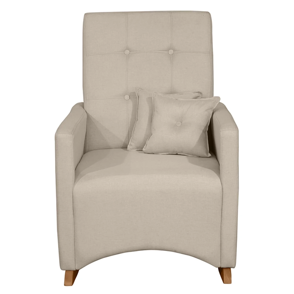 Poltrona Amamentação Base Balanço e Puff Lola Linho Bege F03 - Mpozenato