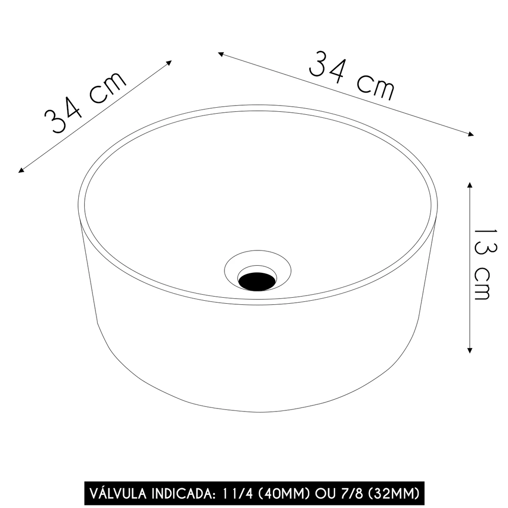 Cuba Pia Para Banheiro Redonda 34cm Sara C08 Preto - Mpozenato