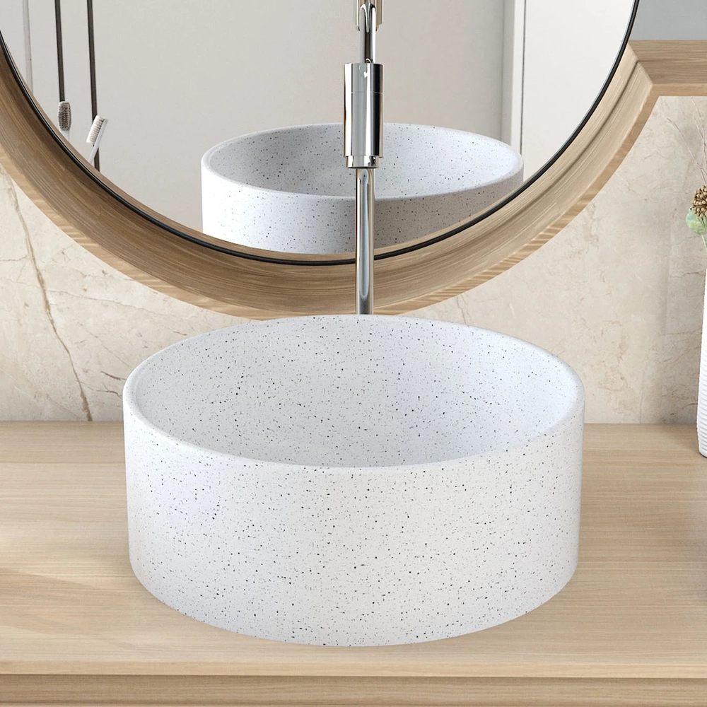 Cuba Pia Para Banheiro Redonda 34cm Sara C08 Branco Granit - Mpozenato