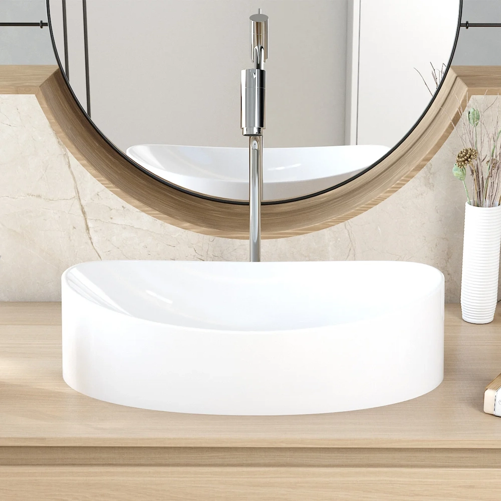 Cuba Pia Para Banheiro Oval Canoa 46cm Tânia C08 Branco - Mpozenato