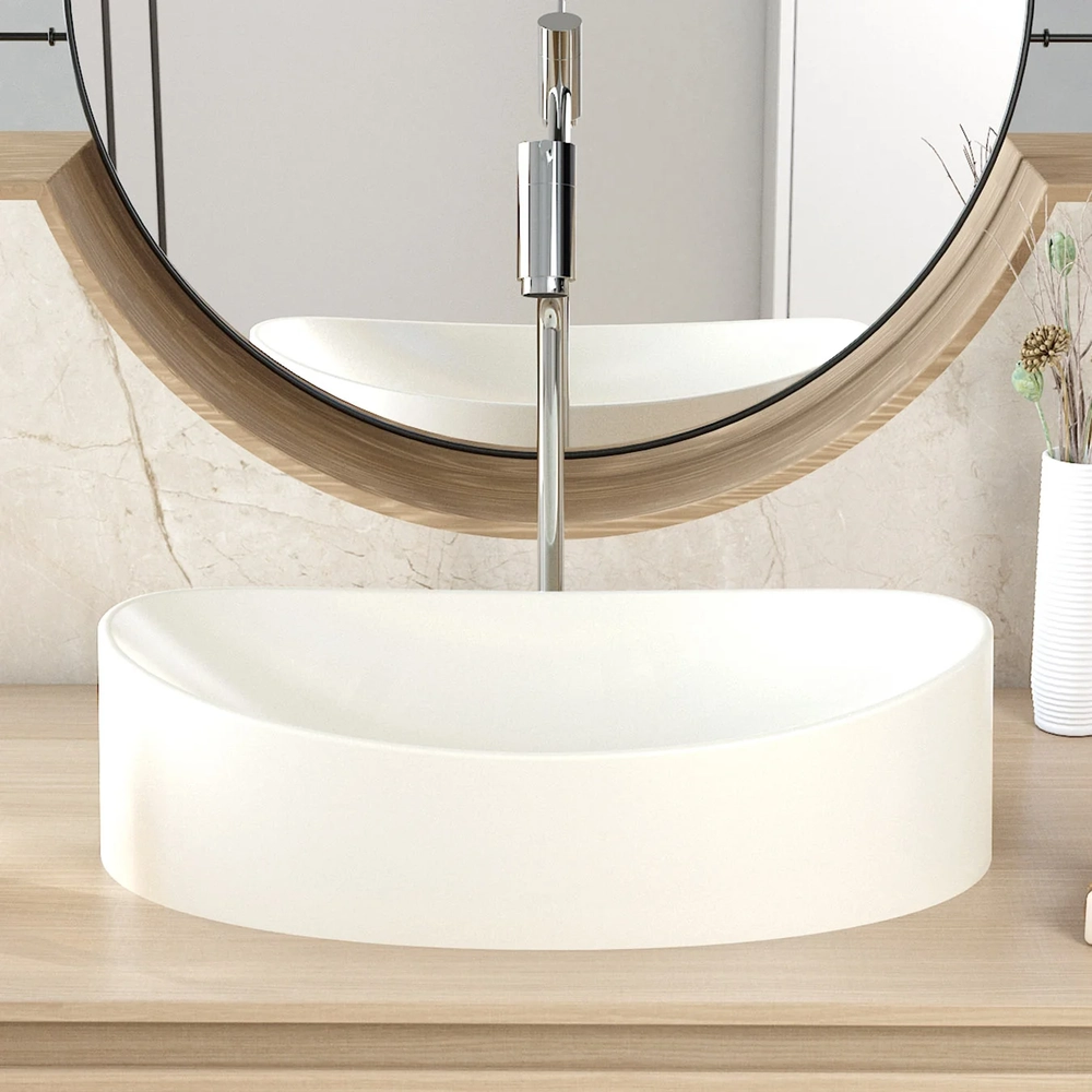 Cuba Pia Para Banheiro Oval Canoa 46cm Tânia C08 Bege - Mpozenato