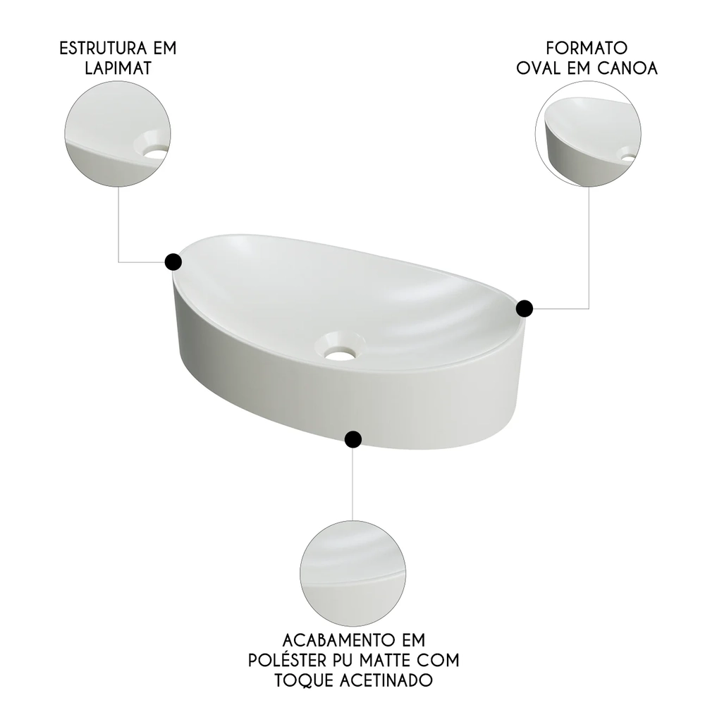 Cuba Pia Para Banheiro Oval Canoa 46cm Tânia C08 Bege - Mpozenato