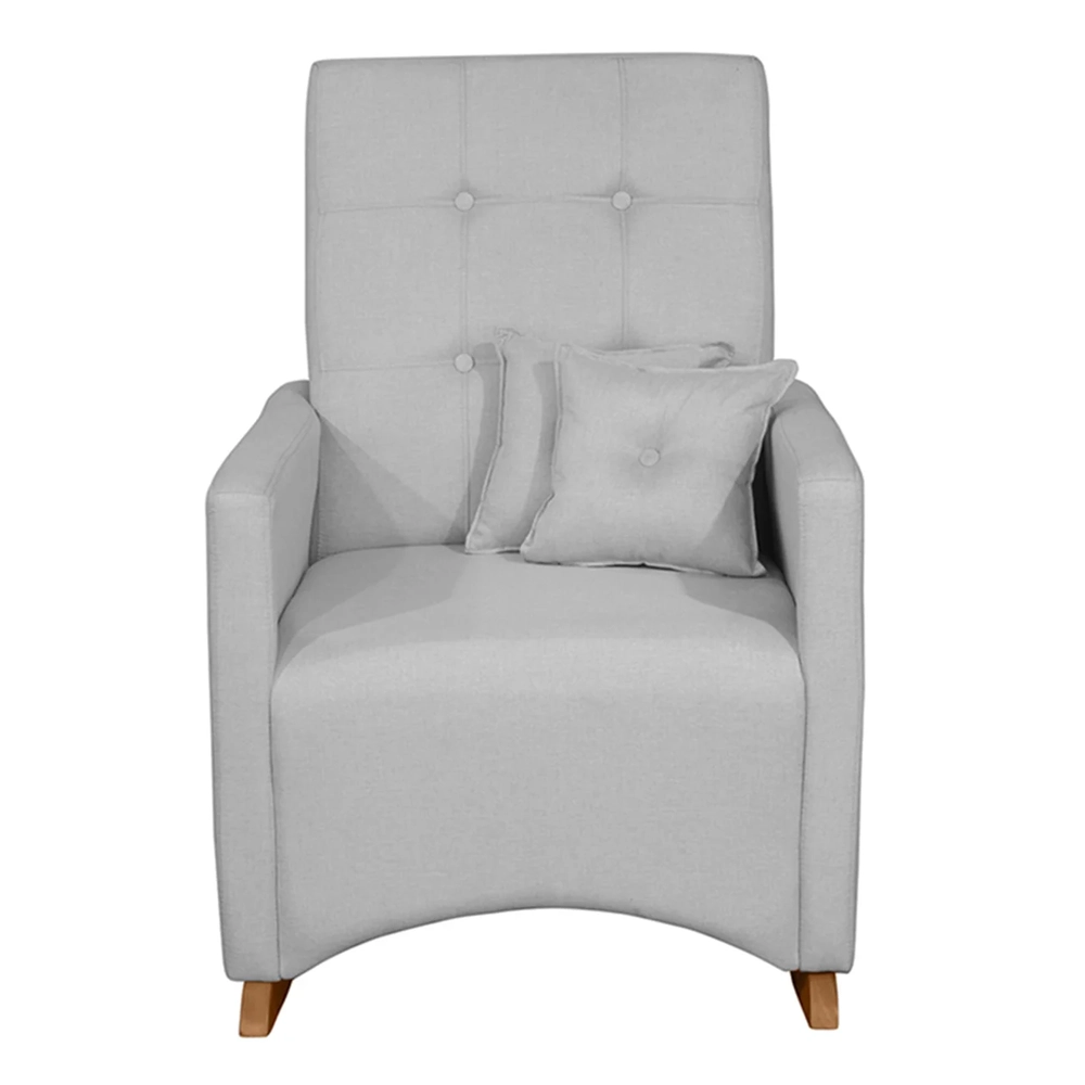 Poltrona Amamentação Base Balanço e Puff Lola Linho Cinza F03 - Mpozenato