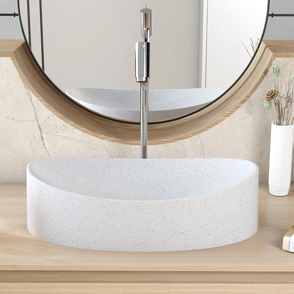 Cuba Pia Para Banheiro Oval Canoa 46cm Tânia C08 Branco Granit - Mpozenato