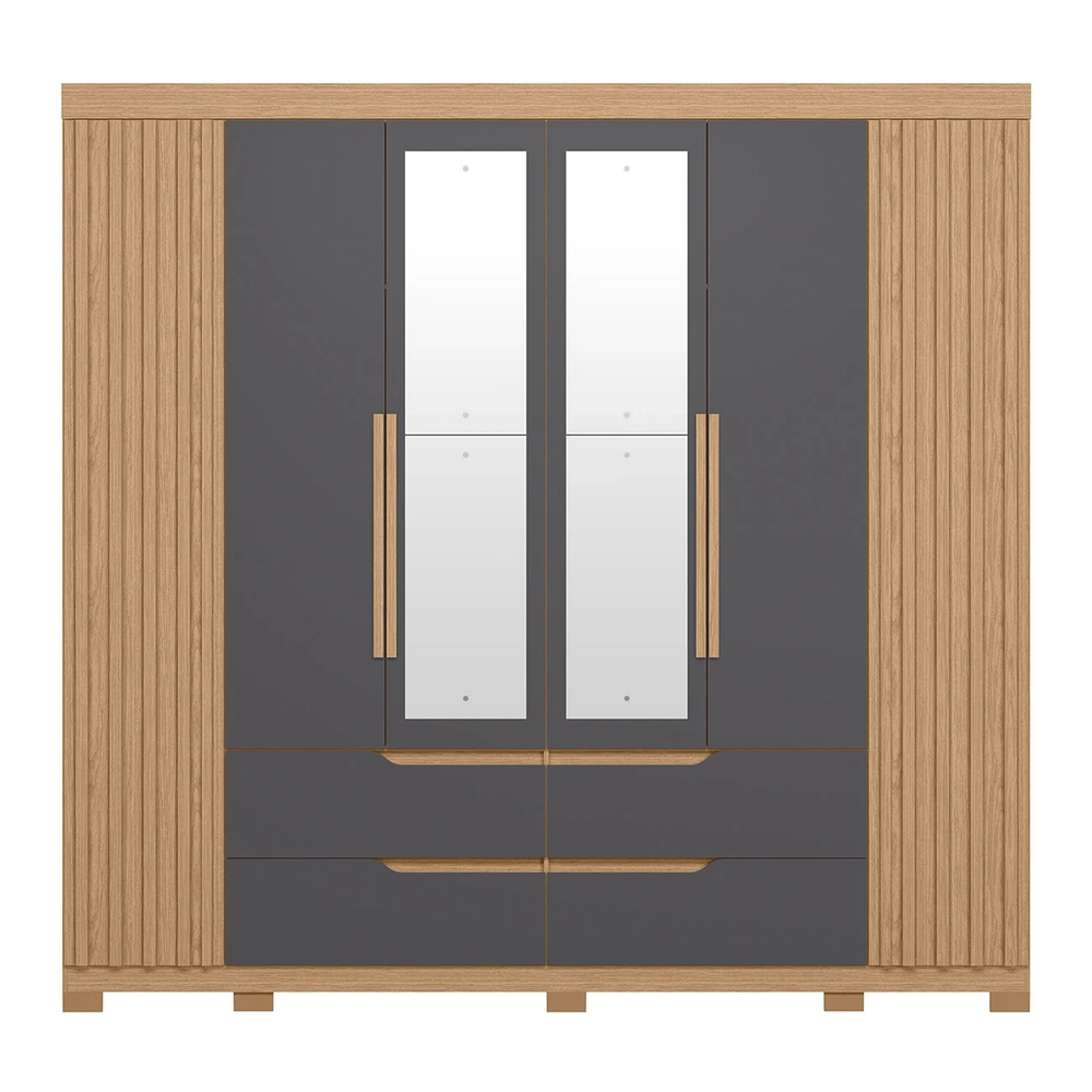 Guarda Roupa Casal 240cm com Espelho Doble Freijó/Titanium  - Albatroz